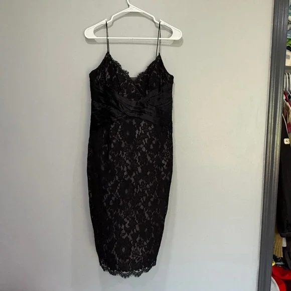 Anne Klein Black Lace Dress Sleeveless Midi Evening Cocktail Party Size 6 - Picture 1 of 7